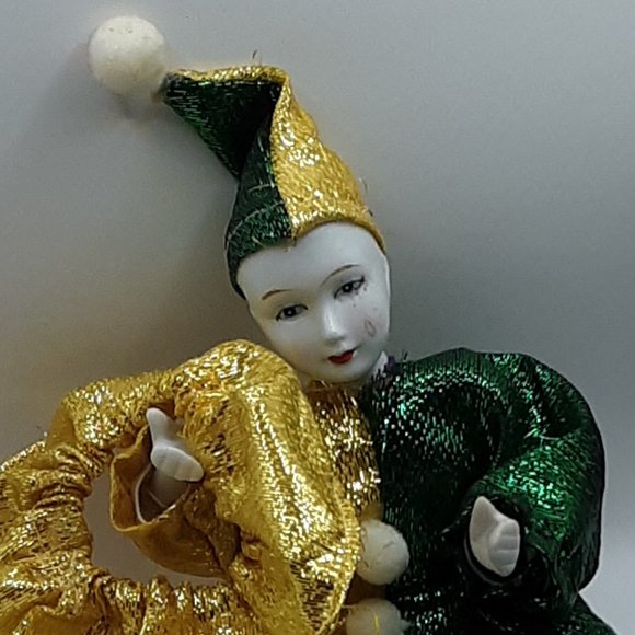 Harlequin Jester Clown Girl Doll Vintage Preowned Bendable Wires Collectible - Picture 7 of 14